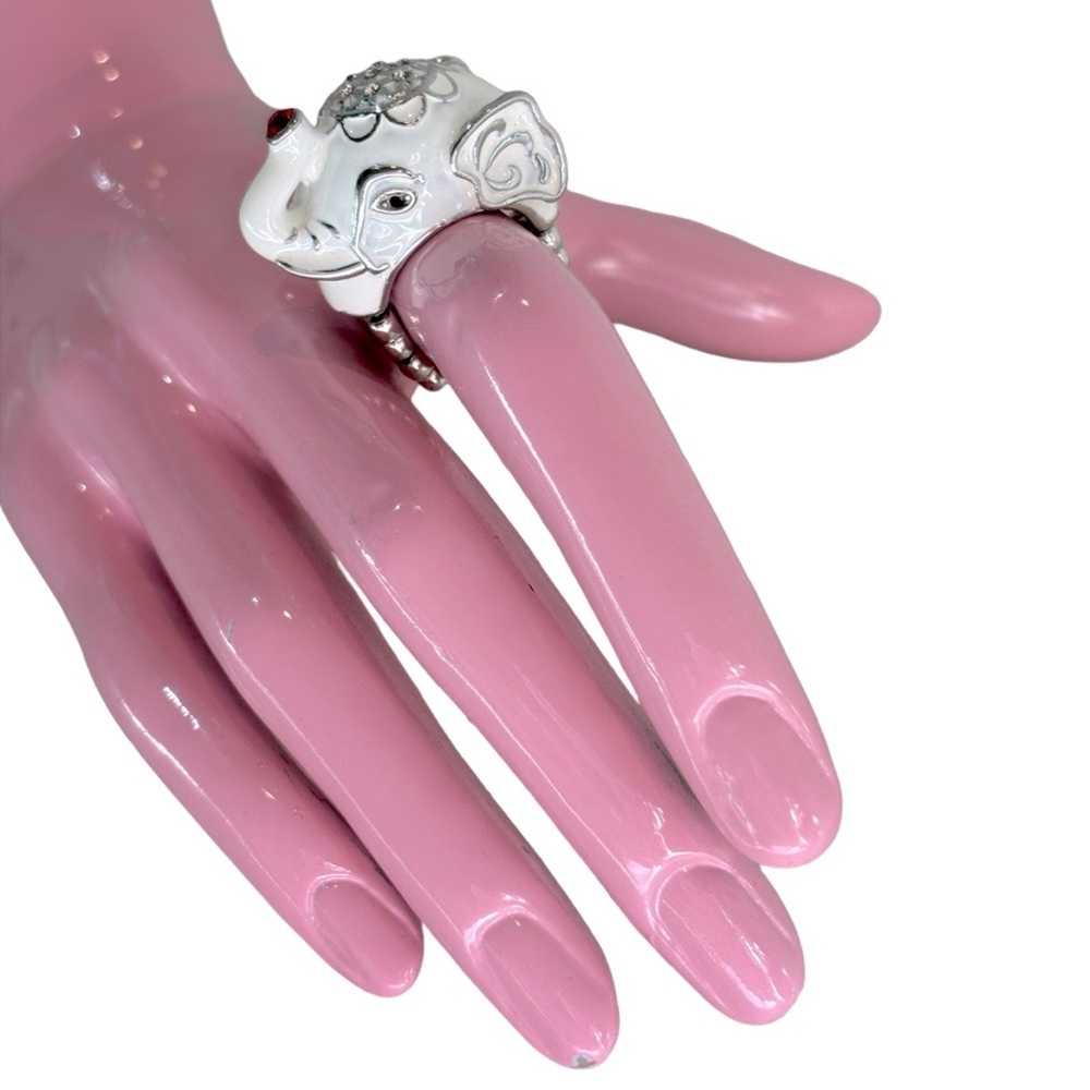 White Elephant Ring with Stretch Comfort‎ Band